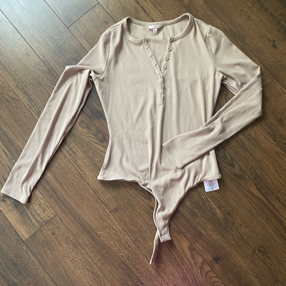 Guess Beige  Henley Long-Sleeve Bodysuit
